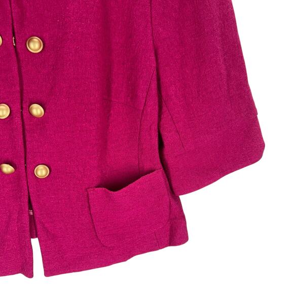LOFT Pink Wool Blend Cropped Blazer M Gold Buttons Power Pink Preppy Vintage - Picture 4 of 6